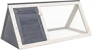 Wooden Rabbit Hutch Bunny Cage Rabbits Pet House Outdoor Bunny Hutch for Small Animals, Grey Wood 98 x 50 x 41 cm