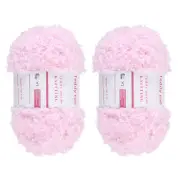 2pcs Fur Yarn Polyester Yarn Fluffy Chunky Yarn Pink for Crocheting,50m