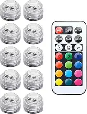 Mini Submersible LED Lights Waterproof Pool Underwater Lights with Remote Control Color Changing Underwater for Pond Aquarium Party Bathtub Decorate (Colorful)(10PCS)