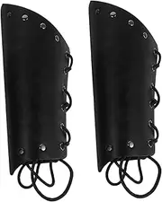 [WRITWAA] Renaissance Arm Guards 2pcs Medieval Armor Cuffs Viking Bracers Cuff Faux Leather Arm Guards Knight Costume Accessories