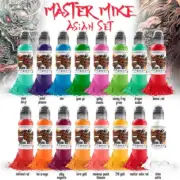 World Famous Tattoo Ink 16 Bottle Master Mike Asian Tattoo Set