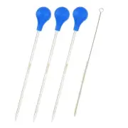3 Pcs 0.1ml Borosilicate Glass Graduated Dropper Pipettes Kit with Brush, Clear