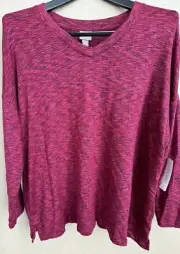 NWT Chico’s Cozisoft Spacedye V-Neck Tunic Top 3/4 Sleeve Sz XL 16 Wine Berry