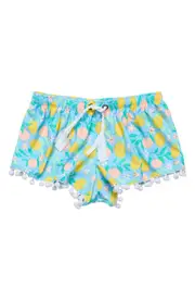 Snapper Rock Kids' Lemon Drops Cover-Up Shorts in Blue Multi at Nordstrom, Size 8Y