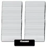 100 BLANK 1 X 3 SILVER NAME BADGE KIT (U) TAGS 1/8" CORNERS PINS CLEAR LABELS