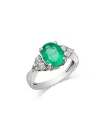 Bloomingdale's Fine Jewelry Emerald & Diamond Oval Ring in 14K White Gold