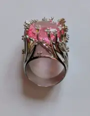 Exaggerated Big Ring Size 10 Color Pink/Silver