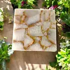 18" Square White Agate Gemstone Coffee Table Top Luxury Bar Cafeteria Countertop