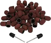 Nail Art Sanding Caps Set 120# Grit Polishing Bands and Drill Bits, Manicure Grinding Head Accessories for Nail Drill and Buffing