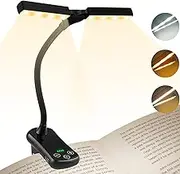 Electight 14 LEDs Rechargeable Book Light, 1600K to 6000K, Adjustable Dual Heads, Reading Light Clip on Book/Desk, 24 Modes Stepless Dimming, Touch Control Book Reading Light for Study, Work, Sleep