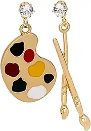 OATIPHO Artist Earrings Gold Flat Back Retro Literary Style Women's Teacher Jewelry Unique Art