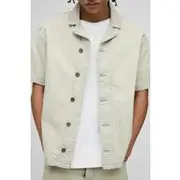 Mens Stonewash Boxy Revere Light Stone Washed Denim Shirt