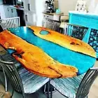 Oval Shape Resin Dining Table Top Walnut Live Edge Wood Living Room Furniture