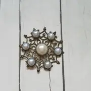 Flatback Filigree Spider Web pattern Metal Embleshiment pearl antique silver