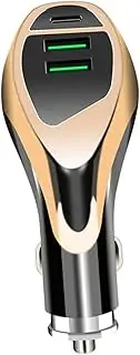 TEHAUX Dual USB Car Charger for Mobile Tablets and Cameras Compatible with Vehicles Compact and Stylish Design Golden
