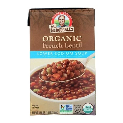 Dr. McDougall's Right Foods Organic Lower Sodium French Lentil Soup, 17.6 Oz