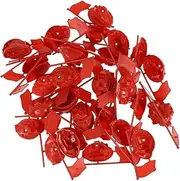 TOBBOMEY 60pcs Red Flag Model Miniature Flag Plastic Table Scene Display Toy for