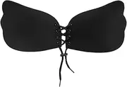 [DODOING] Invisible Bra Adhesive Backless Bra Sticky Push Up Bra Strapless Bra with Drawstring for Women