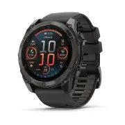 Garmin Fenix 8 Amoled Sapphire GPS Multisport Watch - Black/Pebble Grey Silicone Band - 47mm