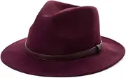 [Comhats] Unisex Felt Hat Fedora for Men and Women Winter Wool Trilby Hat with Brim Men Panama Mafia Hat Trilby Felt Hat, 00780_red Wine, L