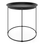 Flats & Castles Chancellor 19" Round Metal Side Table with Tray Top in Black