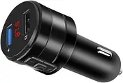 NUOBESTY Wireless Radio Adapter with Dual Charging Car Player Hands Transmitter for Calls and Vehicles