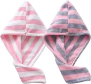 2 Pack Hair Towel Wrap for Women Button Soft Hair Turban Bath Head Wrap Hat Spa Cap