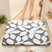 GGP White Grey Bath Mat Super Absorbent, Non Slip Bathroom Floor Mat 50X80Cm