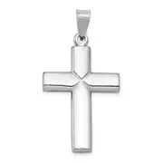 14k White Gold Stamping Cross Pendant
