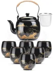 Kitchtic Japanese Porcelain Tea Set: Authentic Ceramic Teapot & Cups - Elegan...