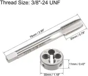 3/8"-24UNF HSS Tap And Die,UNF Machine Thread Tap + Round Thread Die Right Hand