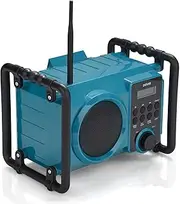 Denver Work Radio DAB Radio Portable With Floodlight DAB Site Radio, Bluetooth Splash Proof Rechargeable FM Radio AUX IN, JobSite, Worksite Or Garden Radio