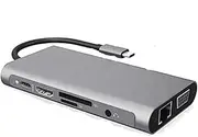 SHU-Store Fit for USB Type C Hub Type-C to HDMI 4K VGA Adapter RJ45 LAN Ethernet SD TF USB-C 3.0 Typec 3.5mm Jack Audio Video Fit for MacBook Pro OTG (Color : 10 in 1)