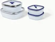 Anyday 4-Piece Microwave Cookware Set – Safe Silicone & Glass, Rice Cooker & Vegetable Steamer – Blueberry – Includes 1x Large, 1x Medium & 2X Small Square Dishes