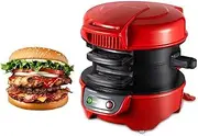 Breakfast Sandwich Maker,Burger Maker with Egg Cooker Ring, Customize Ingredients, Perfect for English Muffins, Croissants, Mini Waffles