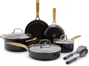 Blue Diamond Gold 10 Piece Cookware Set, Nonstick, Induction, Black