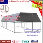Chicken Run Cage Coop Hutch Large Rabbit Metal Door Poultry Pets House 3x10x2 m
