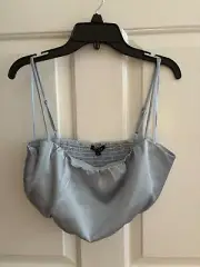Papermoon NWT Light Blue Satin Cropped Strappy Top, Women’s Sz Medium