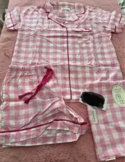 Peter Alexander women's pink check shortie pj Set Sz large bnwt