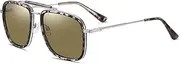 Men Polarized Sunglasses UV400 Women Sun Glasses Metal Eyeglasses Frames Cycling Driving Sports Beach Bikini Visor Eyewear,3366Demi silver tea,CN