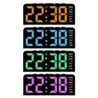 Contemporary Digital Wall Clock with Colorful Ambient Lighting Features