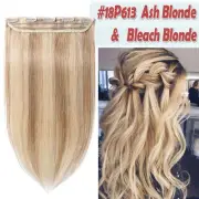 Thick 3/4 Full Head Clip in Human Remy Hair One Piece Extensions Hairpiece Weft
