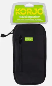 KORJO Travel Organiser Bag◉Black◉Keep Documents ID Passport Credit Card Currency