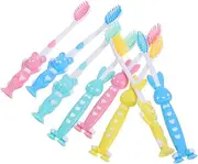 GANAZONO Pcs Mini Toothbrush Boys and Girls Toothbrushes Soft Bristles for Gentle Cleaning Cartoon Design Suction Cup Stand