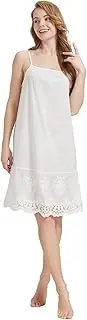 [BEAUTELICATE] Women's Full Slip 100% Cotton Vintage Loose Fit for Under Dress Long Lace Petticoat Lingerie with Adjustable Strap Shirt Extension for Dress