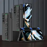 For Samsung Galaxy Z Fold4 5G Foldable Phone Case With Magnetic Hinge And Wrist Strap - Portable And Secure - Black