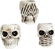 Yardenfun 3pcs Taper Candle Holder Halloween Candle Holder Skull Succulent Pot Incense Burner Skull Candle Holder Candle Sticks Skeleton Candle Holder Skull Plant Containers Resin