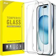 JETech Screen Protector for iPhone 15 Plus 6.7-Inch, Bubble Free, Tempered Glass Film with Easy Installation Tool, Case-Friendly, HD Clear, 2-Pack