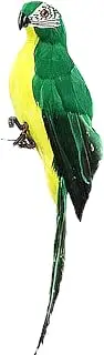 Artificial Feather Imitation Bird Model, 35 cm Fake Parrot Artificial Bird, Simulation Mini Cute Animal Model Toy, DIY Crafts Ornament Outdoor Garden Green