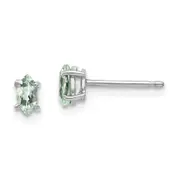 14k White Gold 5X2.5mm Marquise Green Quartz Earring